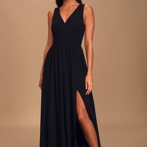 Lulus Thoughts of Hue Black Surplice Maxi Dress